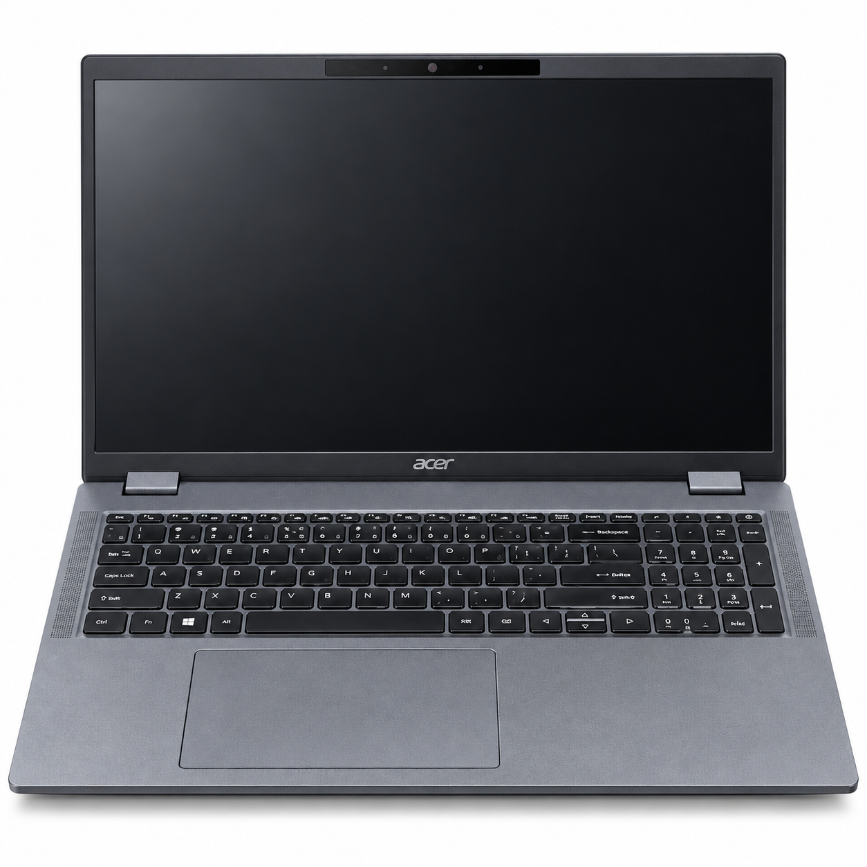 Acer TravelMate P4 abierta, vista frontal sobre fondo blanco