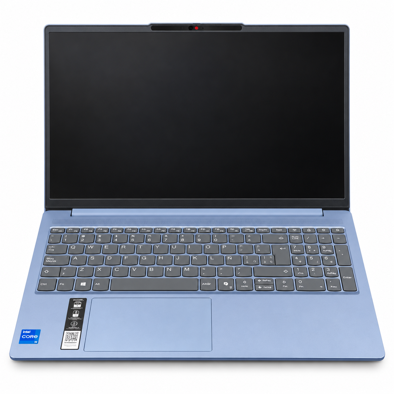 Lenovo IdeaPad Slim 3i abierta, vista frontal sobre fondo blanco